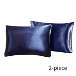 housses coussin satinées bleu marine pièces moderne literie opaques fixations