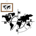 horloge murale carte monde noir flèches moderne sans fixation 39x29cm