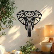 décoration murale tête éléphant géométrique noir blanc moderne intérieur extérieur