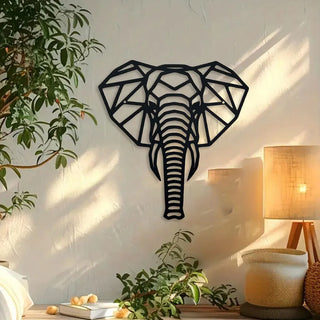 décoration murale tête éléphant géométrique noir blanc moderne intérieur extérieur