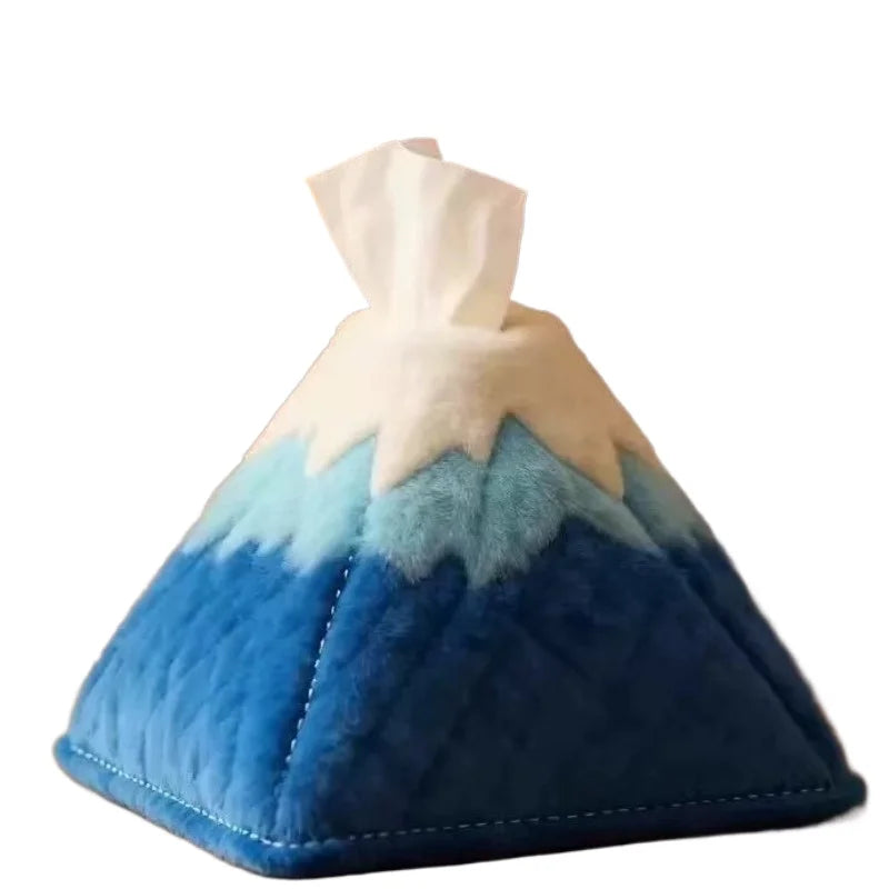 porte mouchoirs boîte montagne japonaise bleu foncé jaune blanche douce décoration intérieure mignonne ornement