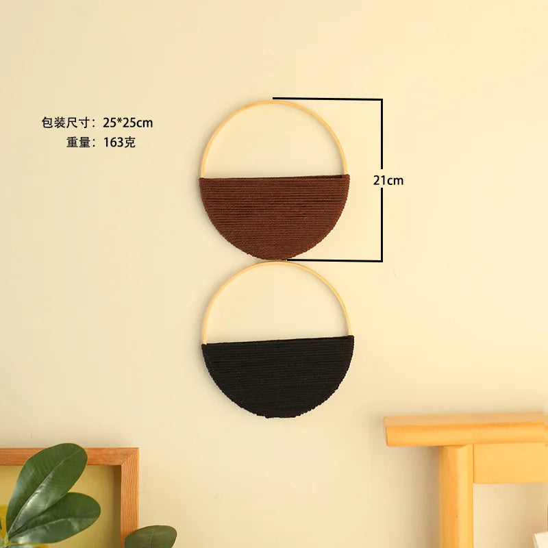 décoration murale corde tissée blanc noir beige motif géométrique minimaliste moderne fixation chambre salon
