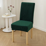 housse chaise velours doux élastique beige clair moderne salon restaurant 45cm longueur