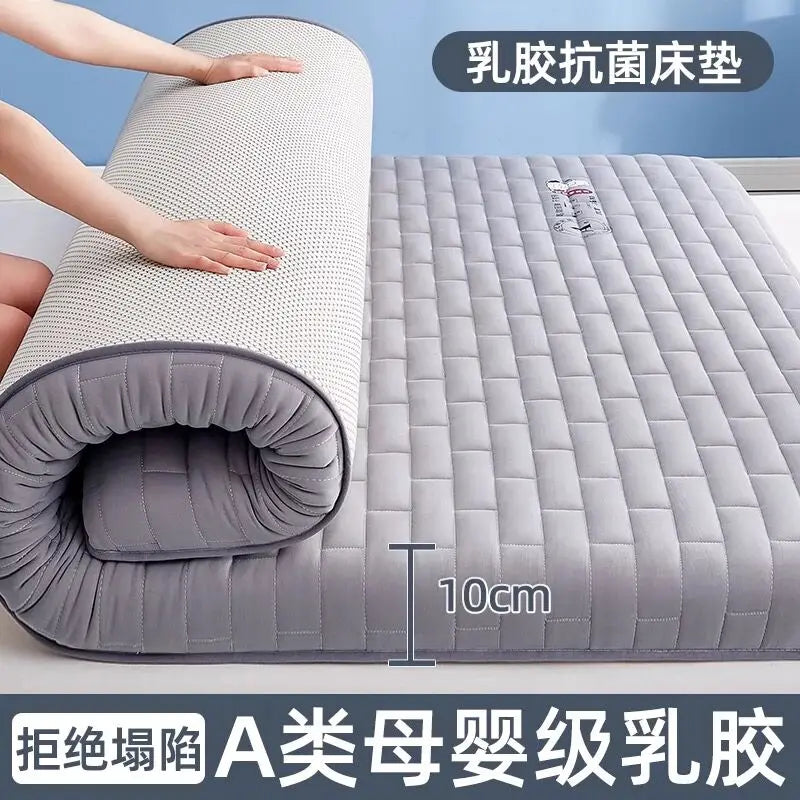 matelas mousse pliable sol chambre dortoir tapis couchage moderne blanc vert rayures confort