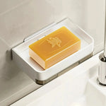 organisateur savon mural adhésif gris argenté moderne salle bain égouttoir strié lisse