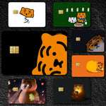 carte crédit imperméable ours motif minimaliste adhésif noir orange simple