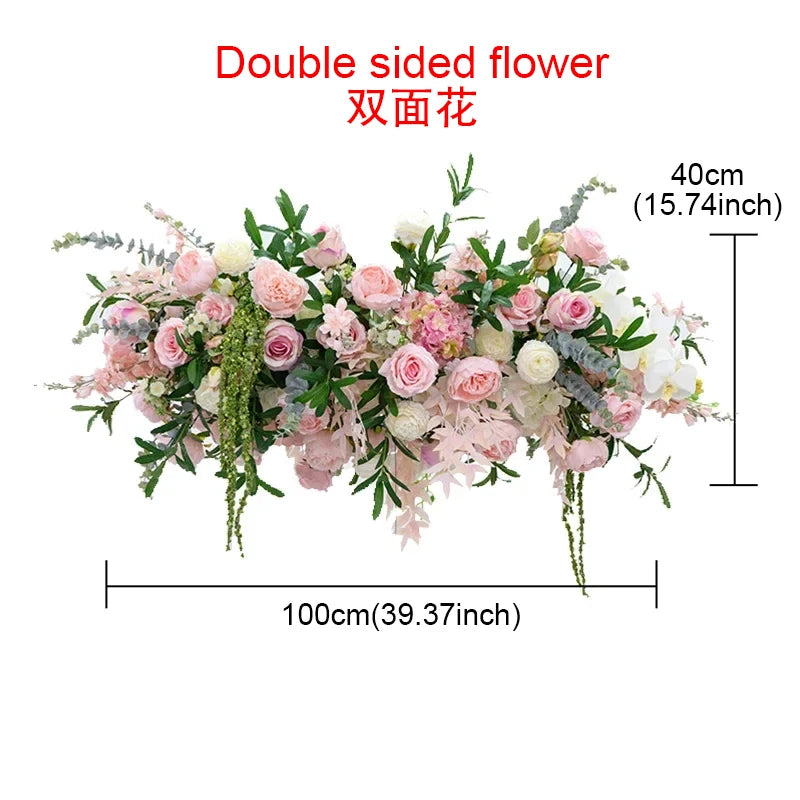 décoration murale artificielle bouquet fleurs roses pivoines feuilles vertes mariage anniversaireextérieur moderne 100cm 40cm