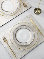 Set de table en céramique rétro beige avec incrustation d'or pour 8 personnes