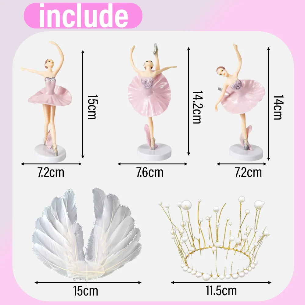 décorations gâteau ballet danseuses plumes papillons couronne dorée anniversaire fête enfants