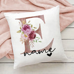 taie d'oreiller motif floral rose lettres initiales respectueux environnement moderne blanc