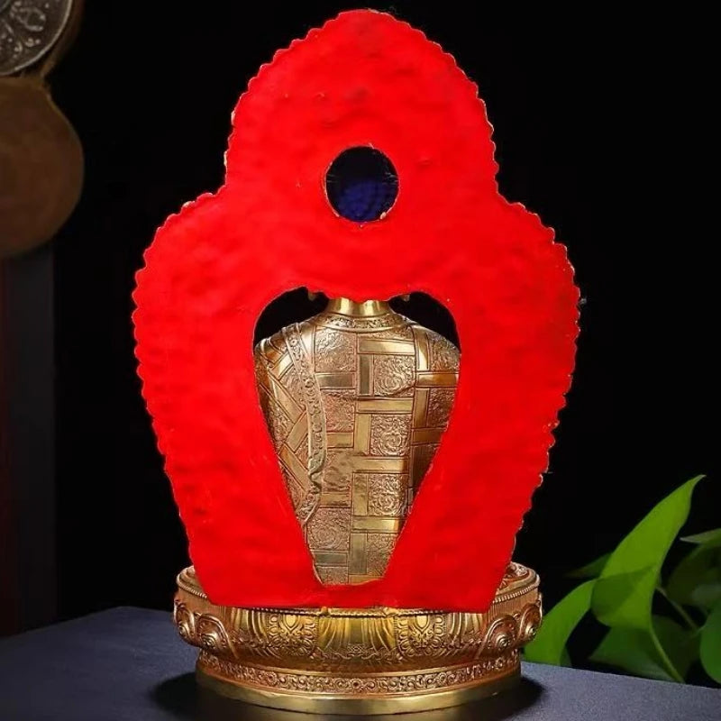 statue bouddha or bleu rouge relief orné tibétain traditionnel asiatique maison prière