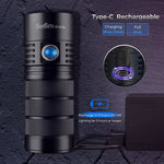 torche rechargeable led 8000 lumens 450m noir anti dérapant ipx8 aluminium
