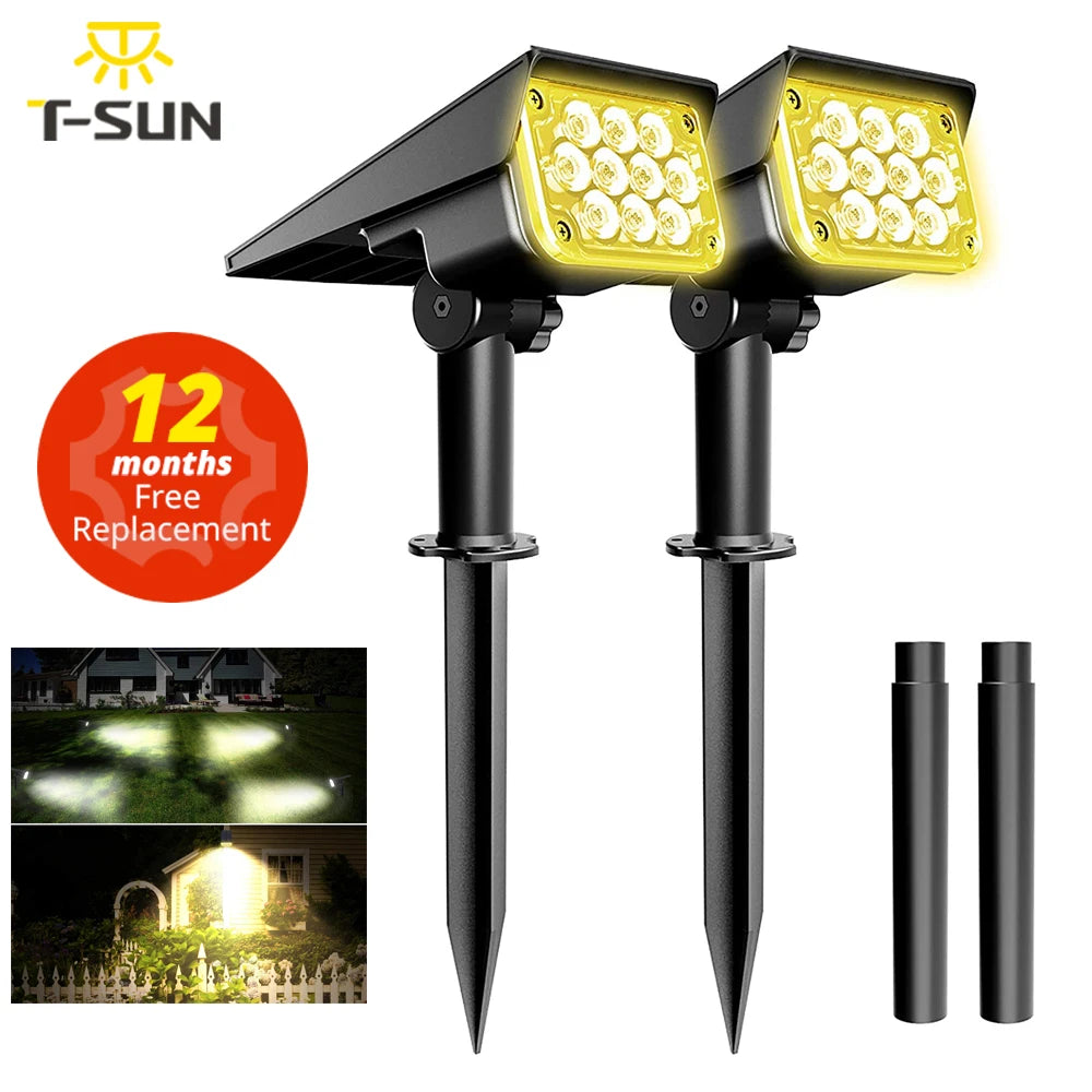 projecteur solaire moderne noir ip65 led 3000k 6000k rvb extérieur jardin sentier