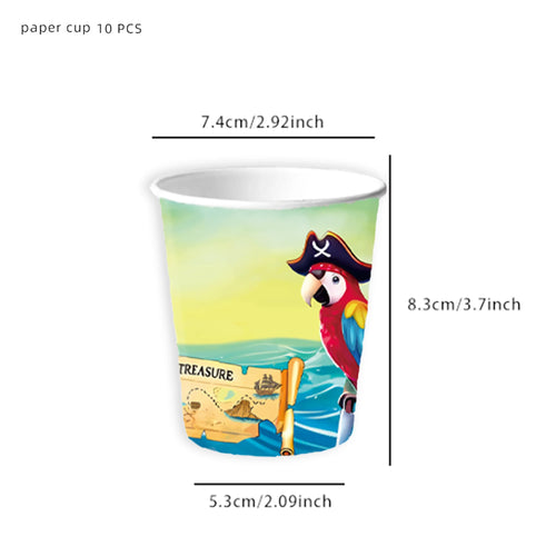 assiettes papier gobelets serviettes bannière nappe thème pirate bateau perroquet carte trésor anniversaire enfants