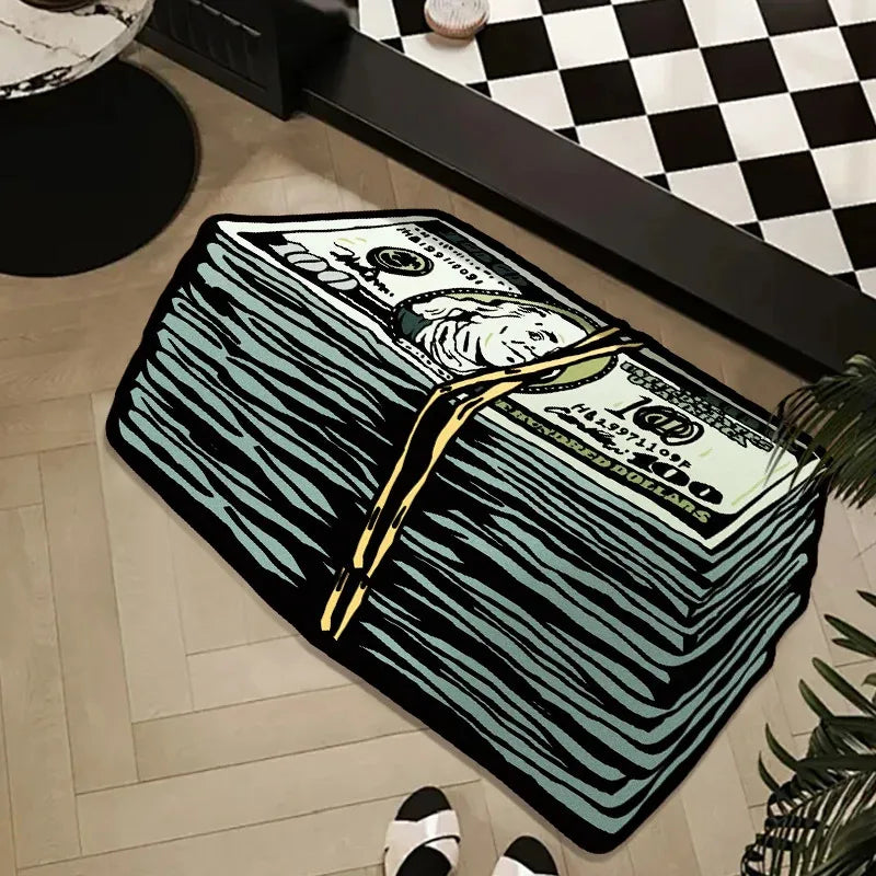tapis vert blanc noir billets banque moderne antidérapant polyester lavage machine main
