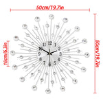 horloge murale moderne brillantes radiaire argenté aiguille métal