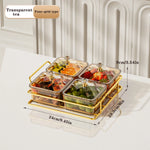 plateau compartimenté moderne transparent boîtes alimentaires réutilisables cadre métal doré élégant