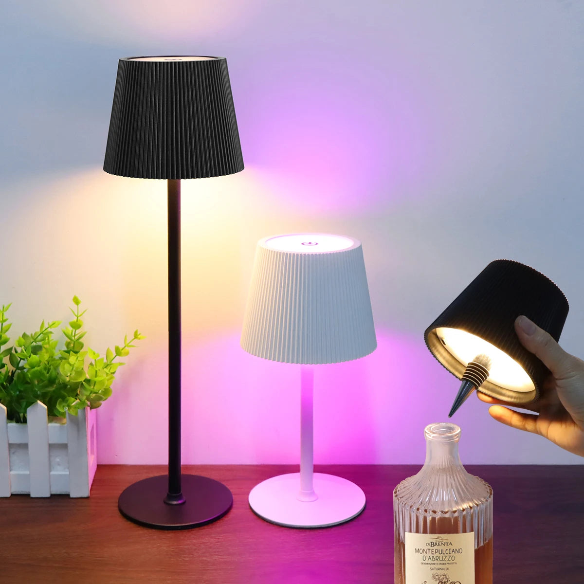 lampe décorative led rechargeable usb plusieurs couleurs abatjour opaque moderne minimaliste