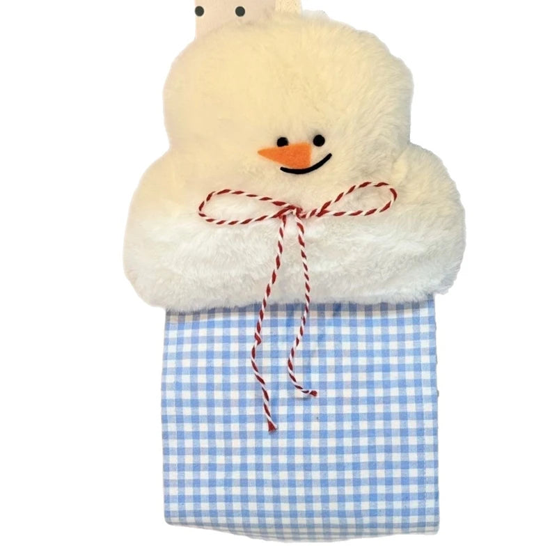 sac main kawaii mignon carreaux peluche blanc bleu clair ruban boucle suspension