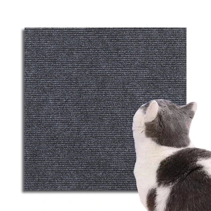 tapis protection chat gris uni tissé adhésif moderne fixe meuble mur 30cm 60cm