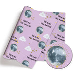 tissu bohème imprimé dessins animés humour violet bleu gris coton polyester serviettes enfants patchwork