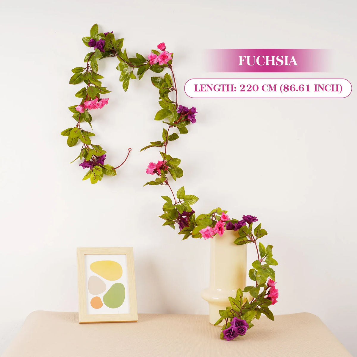 guirlande florale artificielle rose verte mariage décoration extérieure champêtre romantique fleurs feuilles vigne