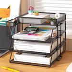 organisateur métal maille noir moderne fichiers A4 livres dessins horloge stylos plantes
