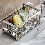 étagère cuisine inoxydable moderne adhésif gobelet nettoyage gant brosse serviette savon flacon liquide douche