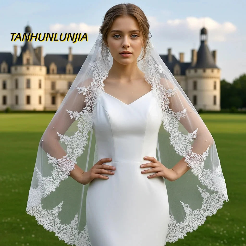 voile mariée blanc dentelle fine élégant classique nylon translucide femme