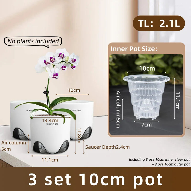 pots orchidées modernes blancs transparents 15cm 12cm 10cm aircone racines rebondissement