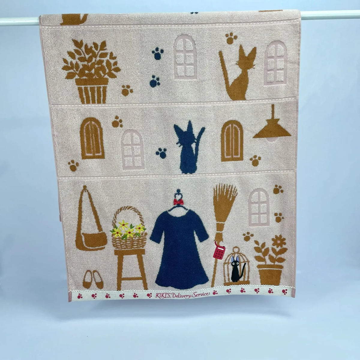 serviette bain plage coton totoro fleurs motifs enfantins vert rouge gris roseclair