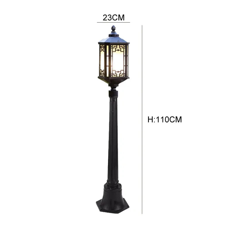 lampe sol or noir géométrique classique ip65 led industrielle aluminium vintage fixe base décoration