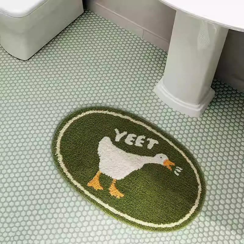 tapis vert blanc ovale canard yeet moderne antidérapant absorbant eau chambre bain vestibule doux
