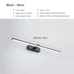 lampe led moderne fixée mur éclairage salle bain chambre coucher noir mat 40cm 60cm