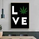 affiche graphique pop art crânes cannabis lettrage noir vert opaque sans cadre