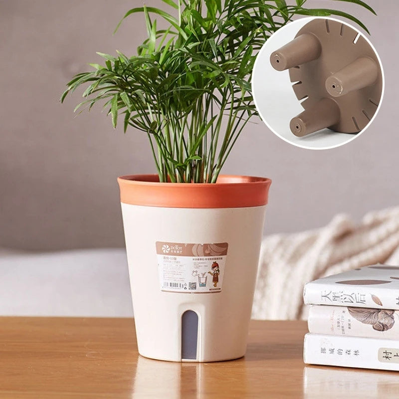 pots plante intérieure autoarrosants moderne plastique couleurs beige orange vert clair gris tailles