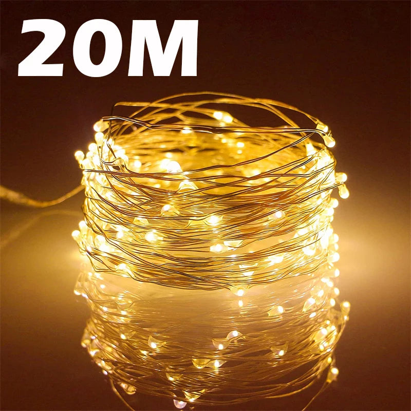 guirlande lumineuse led dorée 20m blanc chaud extérieur décoration moderne festive mariage