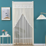rideau porte décoration dentelle pompons auto adhésif blanc beige violet vertclair