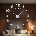 horloge murale moderne quartz aiguille adhésive noir doré salon grande taille