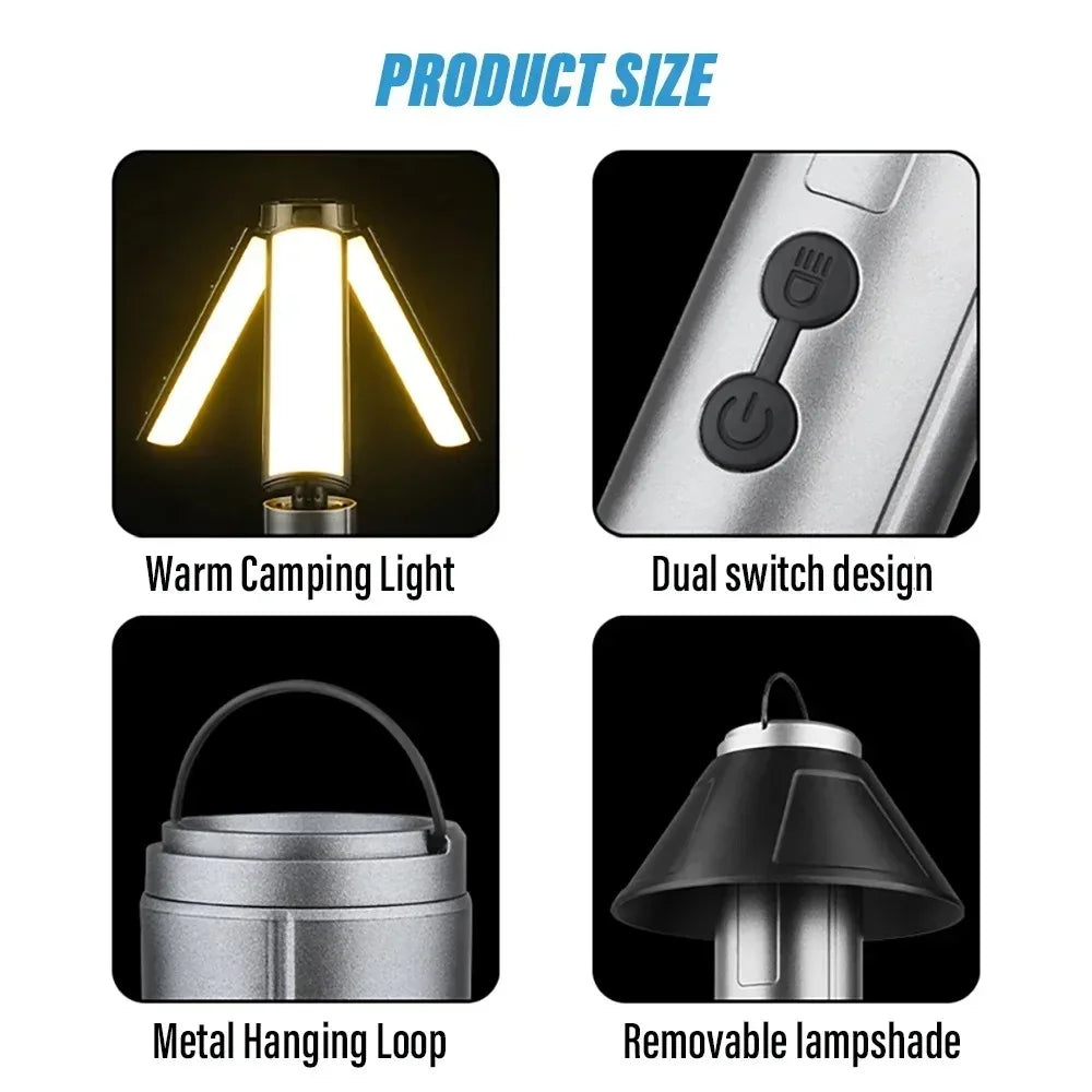 lampe multifonctionnelle portable led rechargeable usb annuel métallique moderne pratique campingurgence