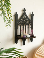 étagère murale gothique noire ajourée décoration chambre bois cristaux cadeau femme homme