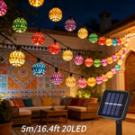 guirlande lumineuse solaire 30 led multicolore géométriques clips moderneextérieur festive jardin