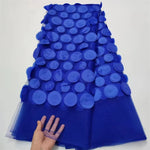 tissu polyester dentelle bleu royal rose vif élégant texturé circles relief occasion partie