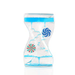 sablier liquide vert bleu transparent spirales flottantes décoration intérieure relaxante hypnotique
