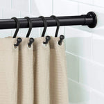 tige rideau douche ajustable noir blanc texture lisse moderne anneaux suspension support tension haute