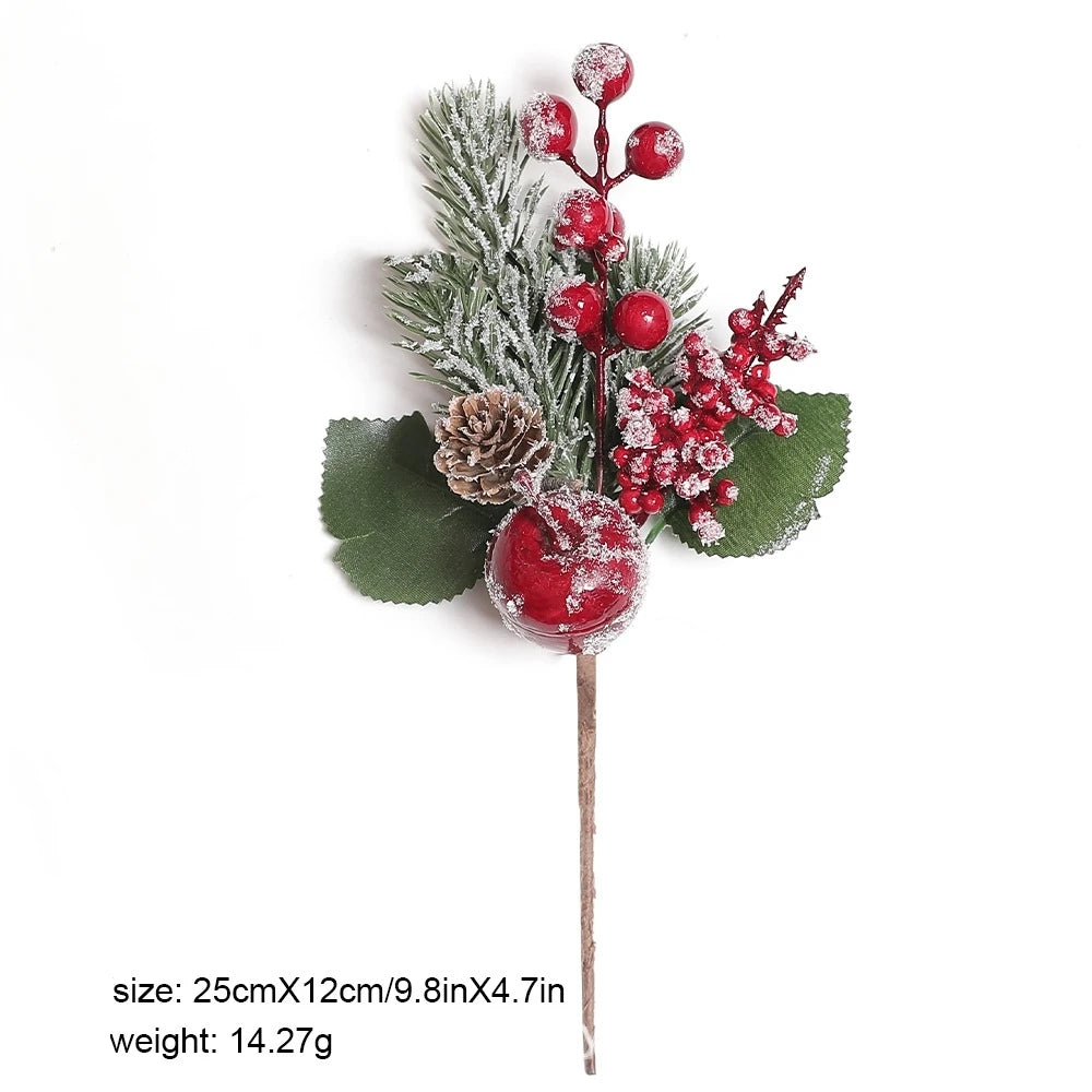 décoration noël bouquet feuilles vertes baies rouges cône pin boule rouge translucideextérieur saisonnier