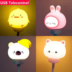 veilleuses nuit animées ours lapin télécommande usb blanc rose moderne enfants chambre