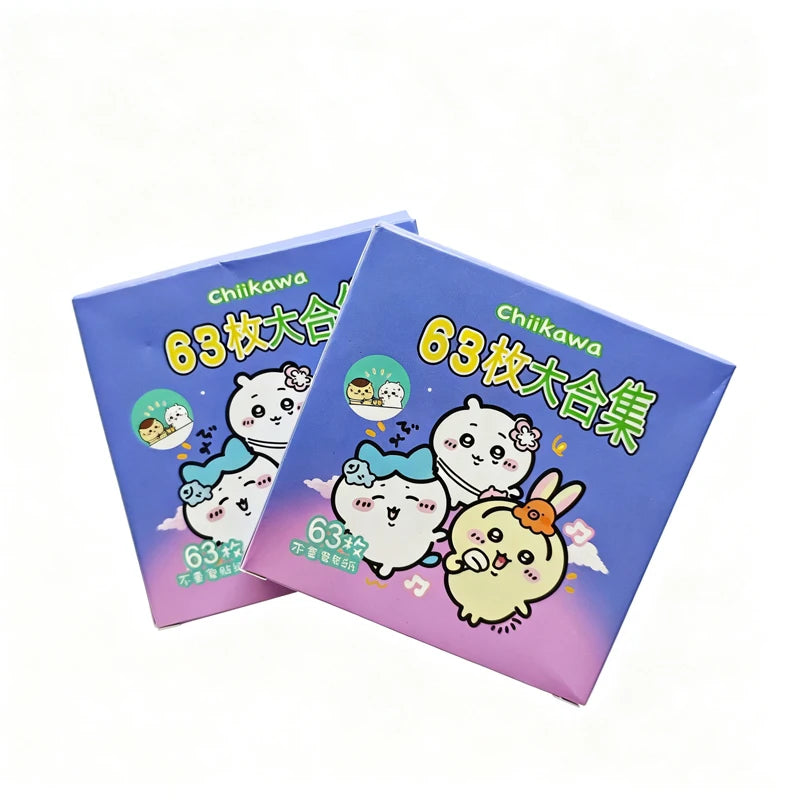 sticker kawaii mignon enfantin boîte stickers motifs personnages couleurs bleu rose blanc jaune vert