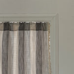 Rideau half rayés semi transparent bohème franges finition lin aspect texturé chambre