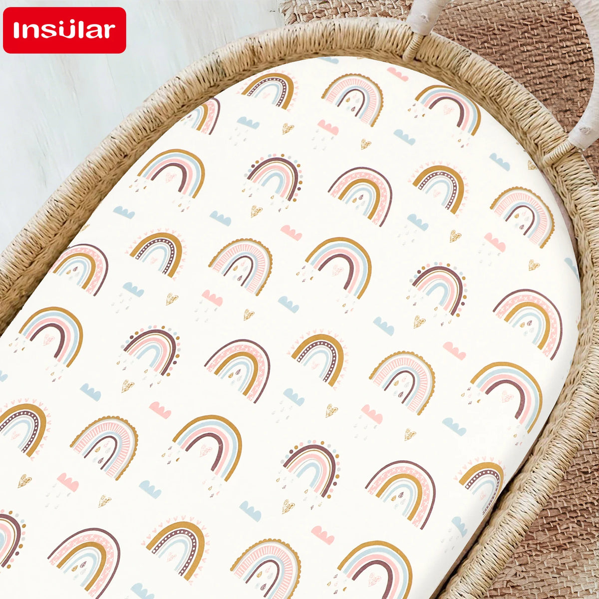 draps bébé motif cygnes coeurs doux coton blanc rose gris jaune enfantins housse élastiquée